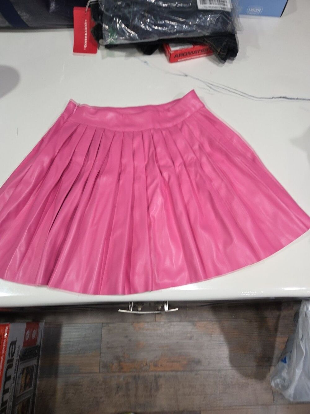XS PINK High Waist Skater Mini Flared Pleated Skirt Short Tennis Pencil Skirt B2 - Picture 10 of 13